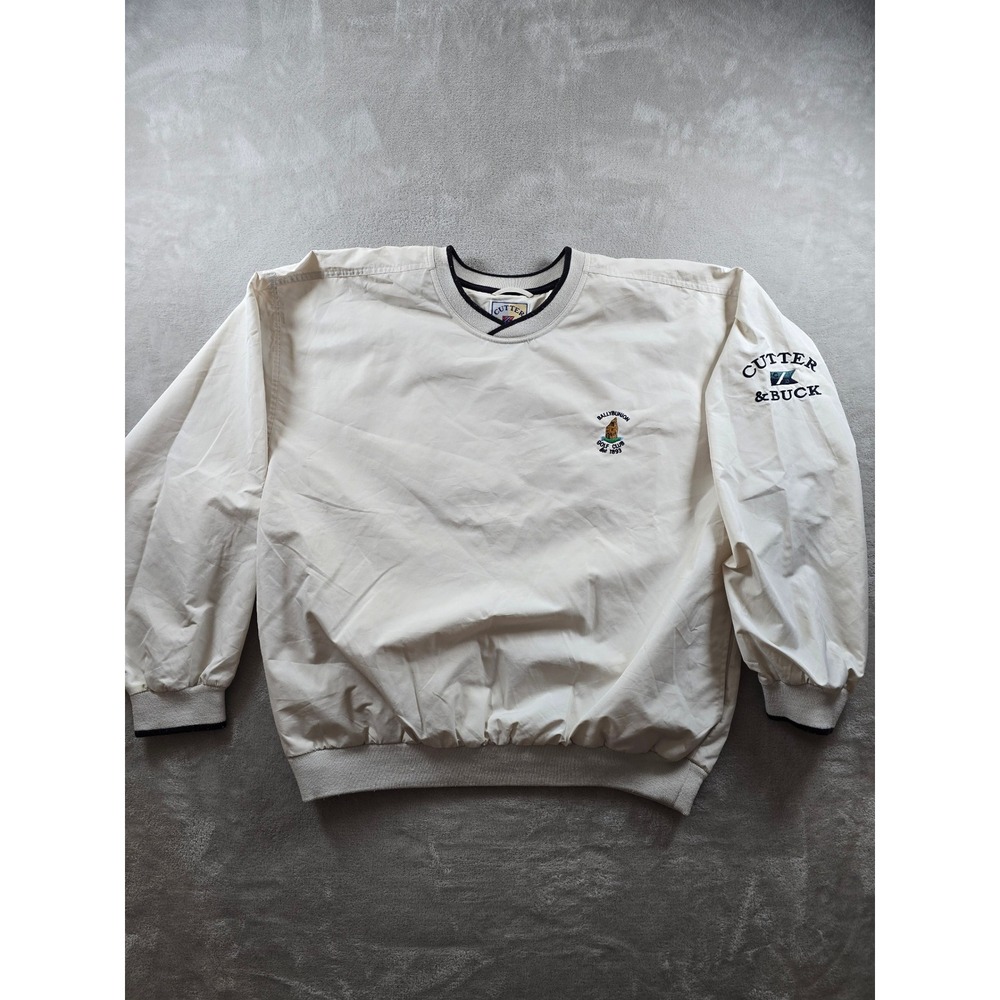 Vintage Cutter & Buck Golf Windbreaker Mens L Cream Ballybunion Club *Read
